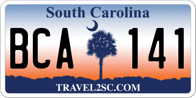 SC license plate BCA141
