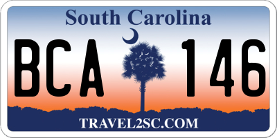 SC license plate BCA146