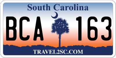 SC license plate BCA163