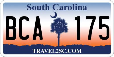 SC license plate BCA175