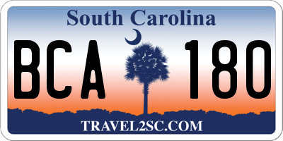 SC license plate BCA180