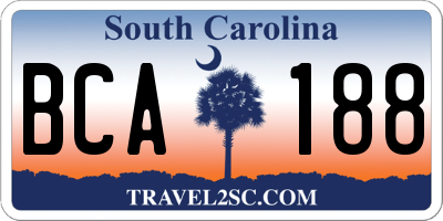SC license plate BCA188