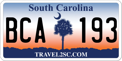 SC license plate BCA193