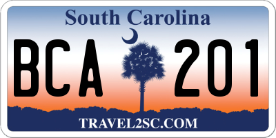 SC license plate BCA201