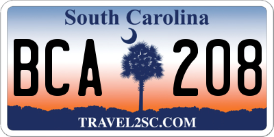 SC license plate BCA208