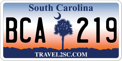 SC license plate BCA219