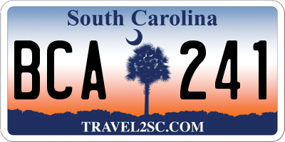 SC license plate BCA241