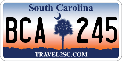 SC license plate BCA245