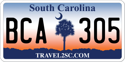 SC license plate BCA305