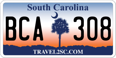 SC license plate BCA308