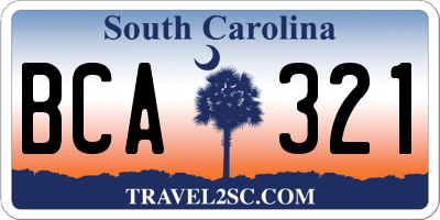 SC license plate BCA321