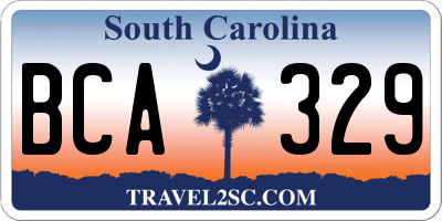 SC license plate BCA329