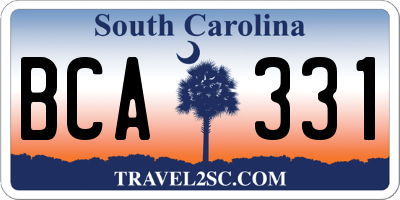 SC license plate BCA331