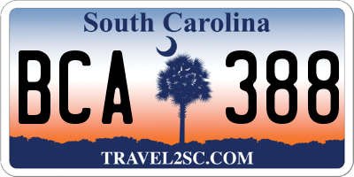 SC license plate BCA388