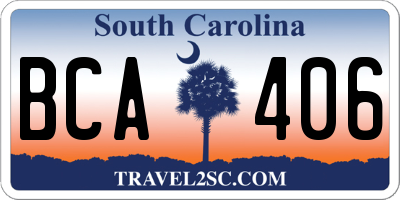 SC license plate BCA406