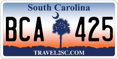 SC license plate BCA425
