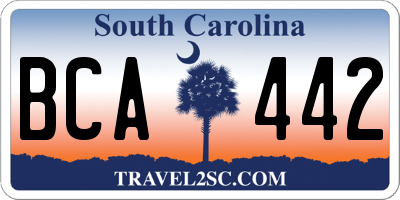 SC license plate BCA442
