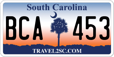 SC license plate BCA453