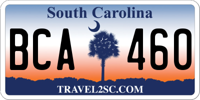 SC license plate BCA460