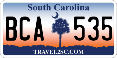 SC license plate BCA535