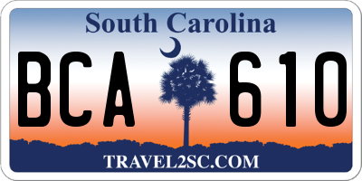 SC license plate BCA610