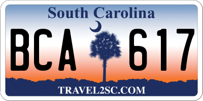 SC license plate BCA617