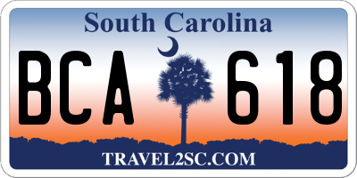 SC license plate BCA618