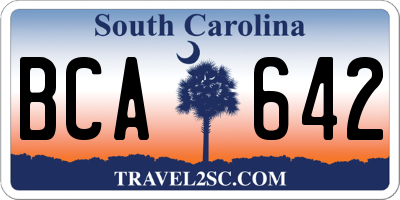 SC license plate BCA642
