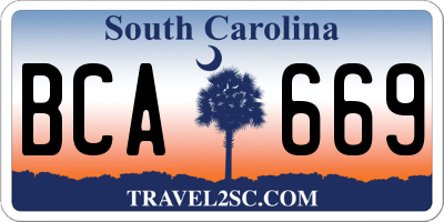 SC license plate BCA669
