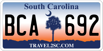 SC license plate BCA692
