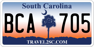 SC license plate BCA705
