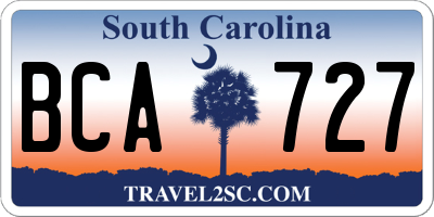 SC license plate BCA727