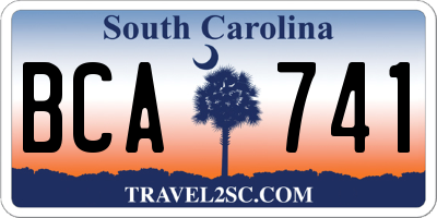 SC license plate BCA741