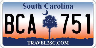 SC license plate BCA751