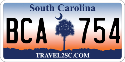 SC license plate BCA754