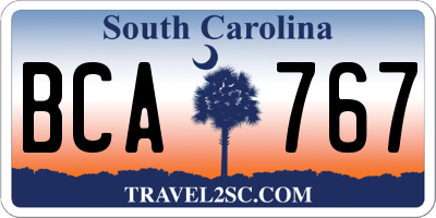 SC license plate BCA767