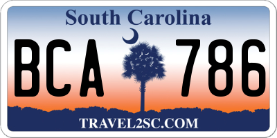 SC license plate BCA786