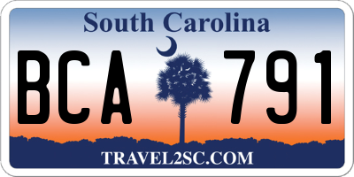SC license plate BCA791
