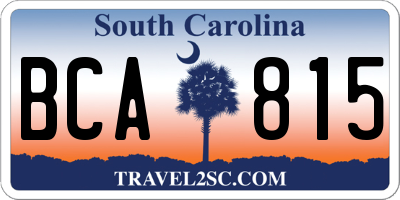 SC license plate BCA815