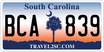 SC license plate BCA839