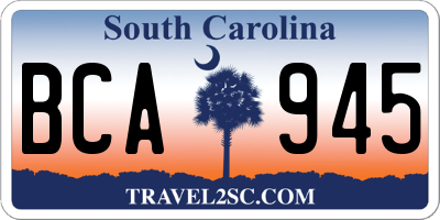 SC license plate BCA945