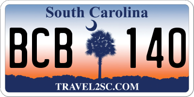 SC license plate BCB140