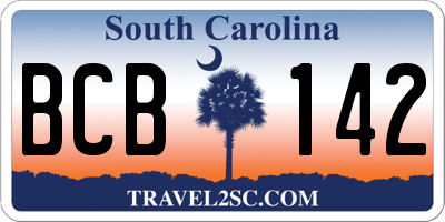 SC license plate BCB142