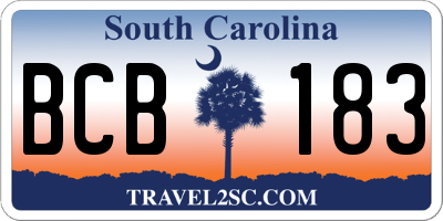 SC license plate BCB183