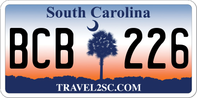 SC license plate BCB226