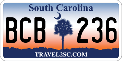 SC license plate BCB236