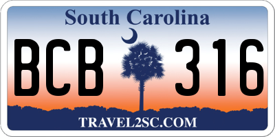 SC license plate BCB316