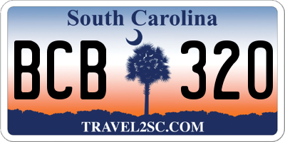 SC license plate BCB320