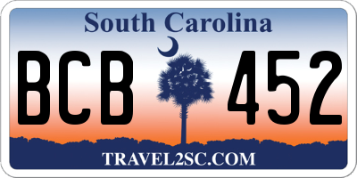 SC license plate BCB452