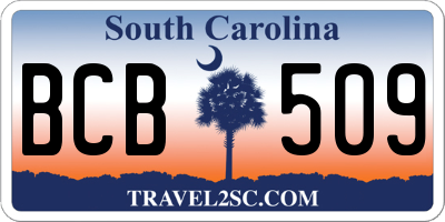 SC license plate BCB509